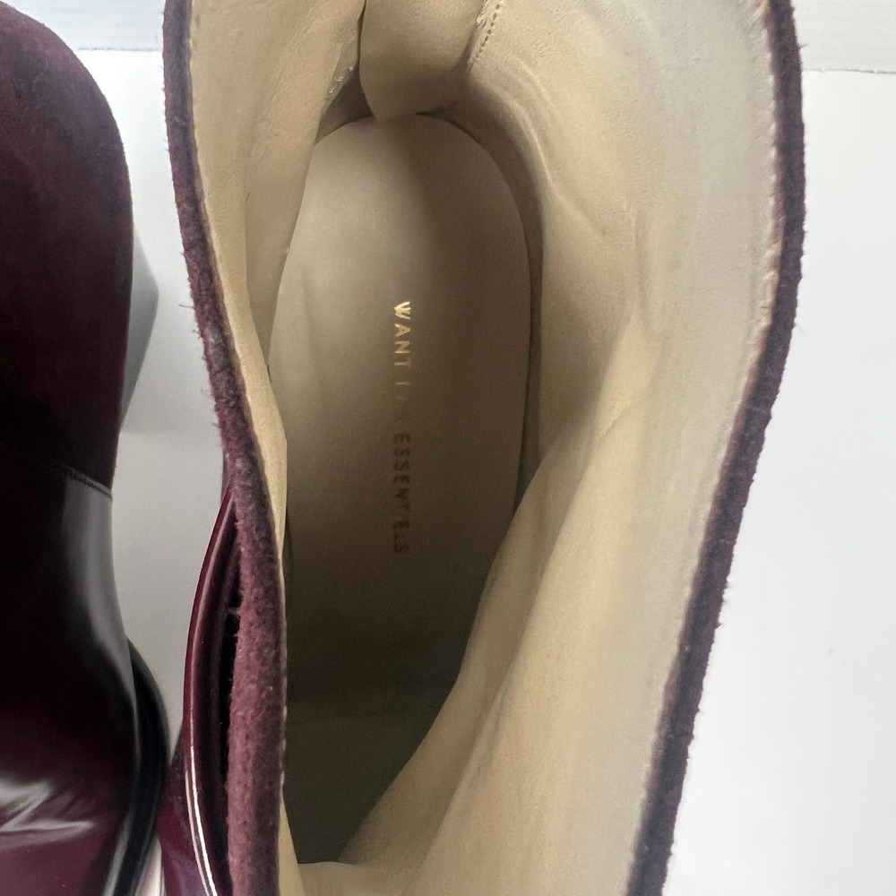 WANT Les ESSENTIELS Burgundy Suede Leather Block Heel Ankle Boots Size 38 US 7.5 - Picture 6 of 12